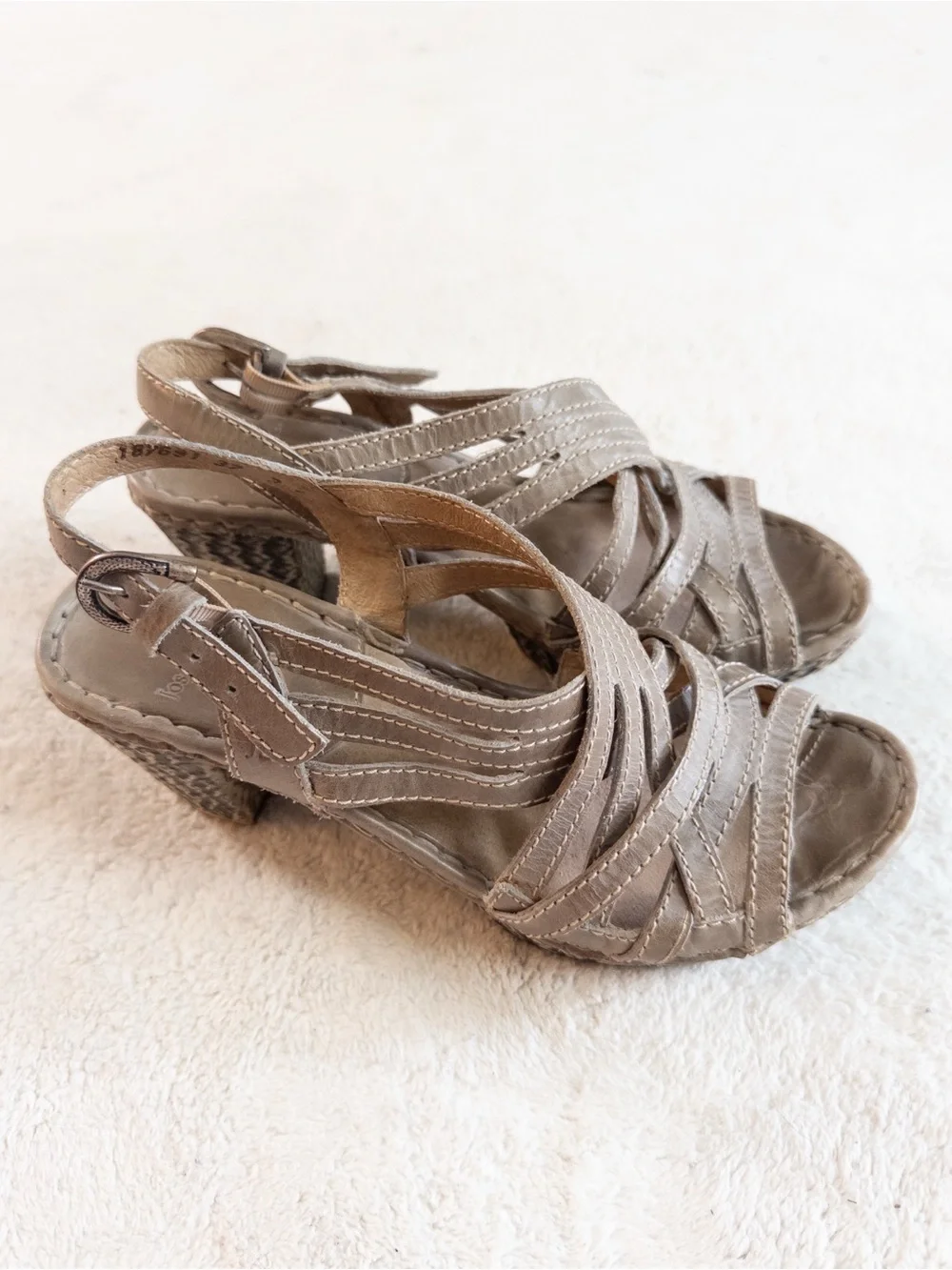 Josef Seibel Taupe Leather Strappy Sandals Size 37 Women’s 6.5/7